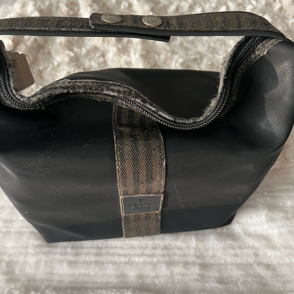 268087F Y Fendi Clutch Bag Black Canvas Leather
